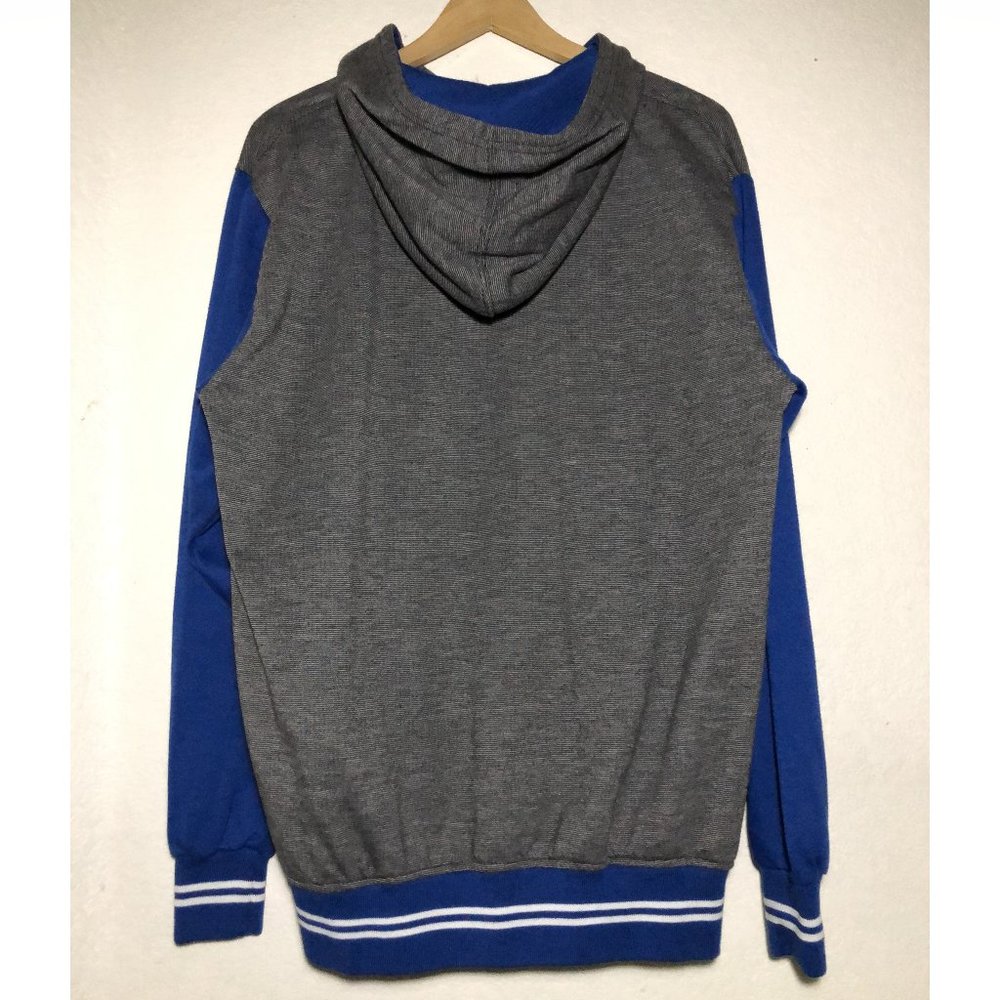 Roomy Letterman Stripe Hoodie (Gray/Blue) - Picture 4 of 5